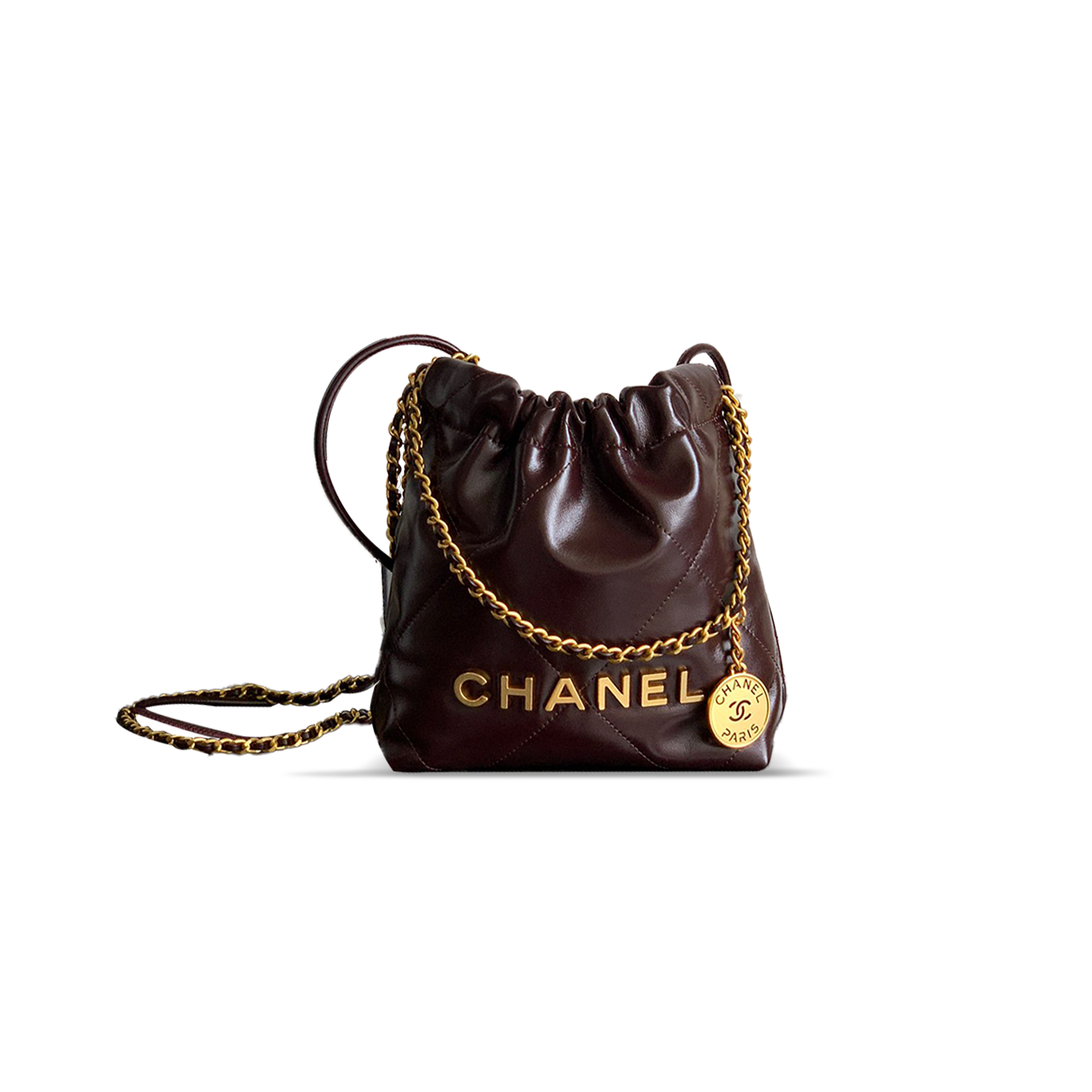 CHANEL MASTER MINI 22 HANDBAG SHINY CALFSKIN & GOLD-TONE METAL 254390 (23*18.5*6cm)